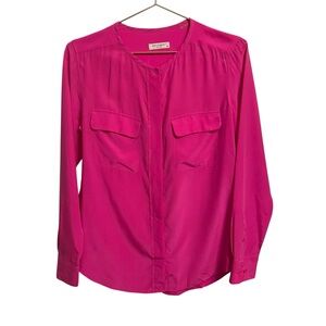 Equipment Hot Pink Silk Round Neck Button Down Blouse XS
